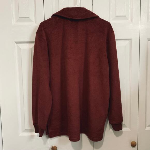 Standard/Cloth NWT Urban Outfitters Red Fleece Quarter Zip Pullover Small - Picture 4 of 10